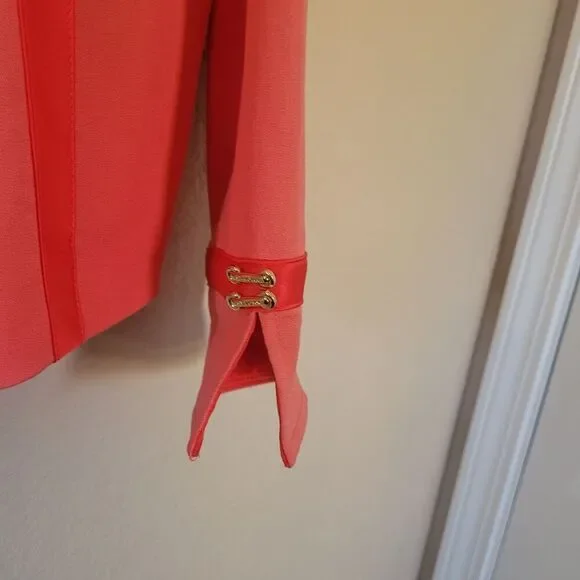 ST. JOHN SPORT MARIE GRAY Womens Orange Zip Up Jacket Blazer size Large Pockets - Picture 8 of 10